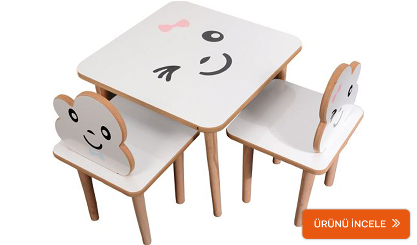 Bebebebek ahşap çocuk masa sandalye takımı