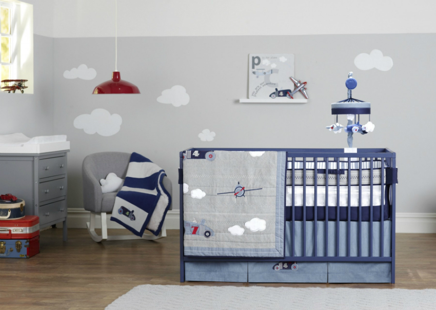 uçak temalı bebek odası