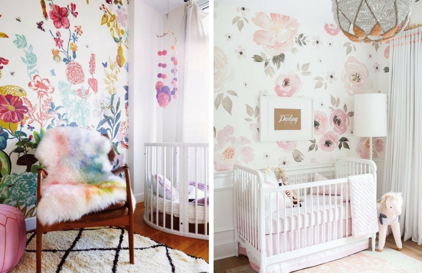 çiçek temalı bebek odası