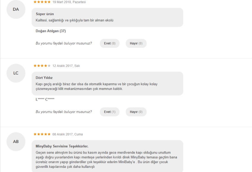 MinyBaby Otomatik Kapanır Güvenlik Kapısı kullananlar