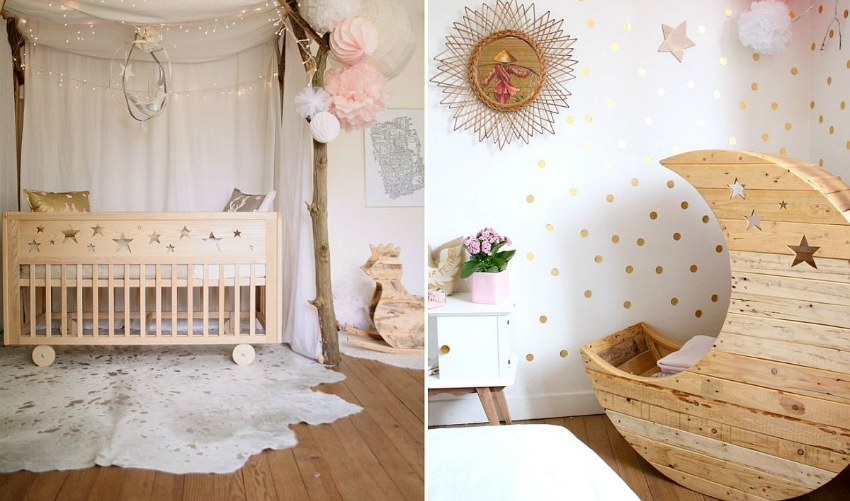 ay yıldız temalı kız bebek odası