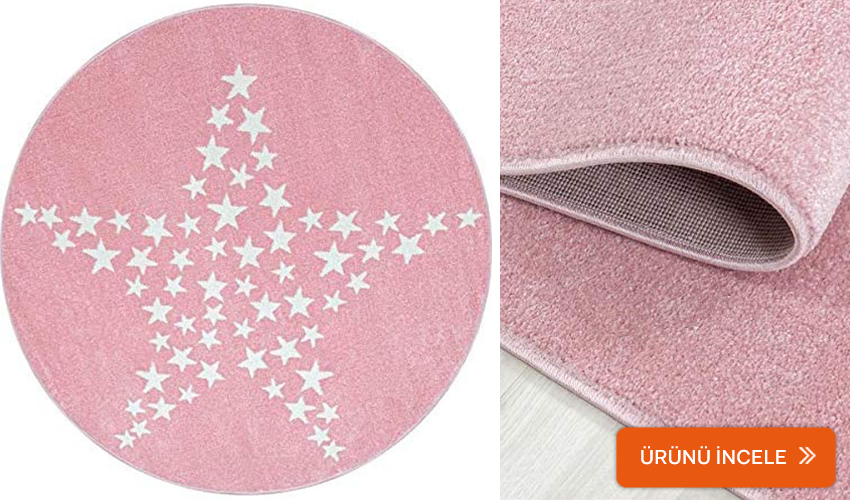 Ayyıldız yıldızlı bebek odası halısı