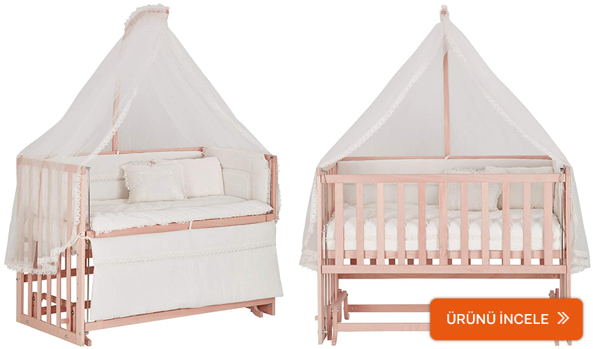 Babycom anne yanı ahşap beşik