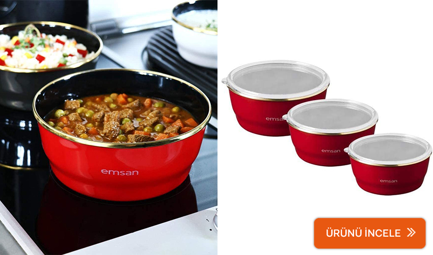 Emsan emaye saklama kabı