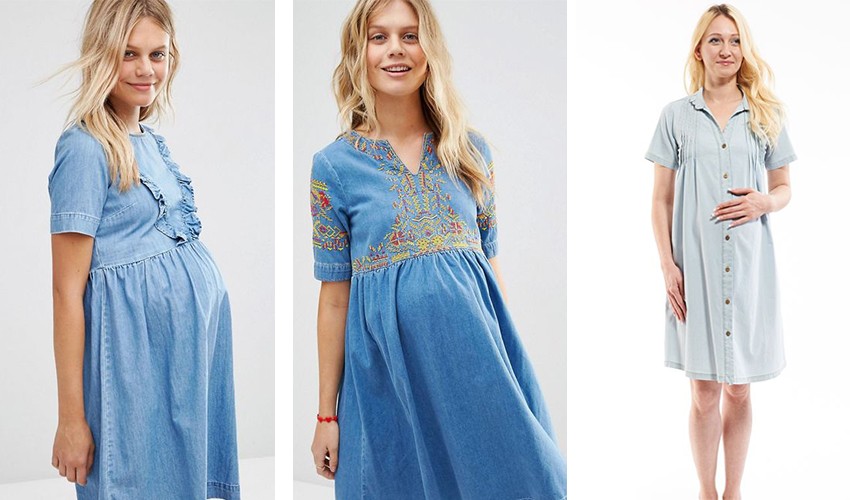 Hamile uzun kot elbise