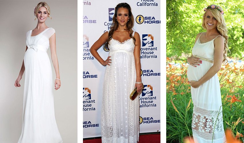 hamile uzun beyaz elbise