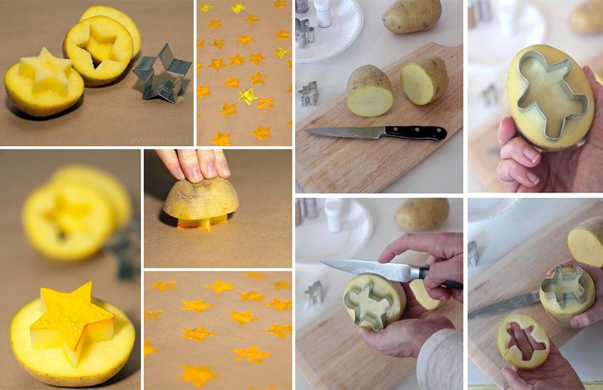 Yıldız patates baskısı kolay patates baskısı