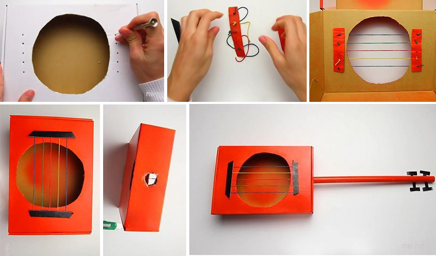 kartondan gitar yapımı Kartondan müzik aleti yapımı