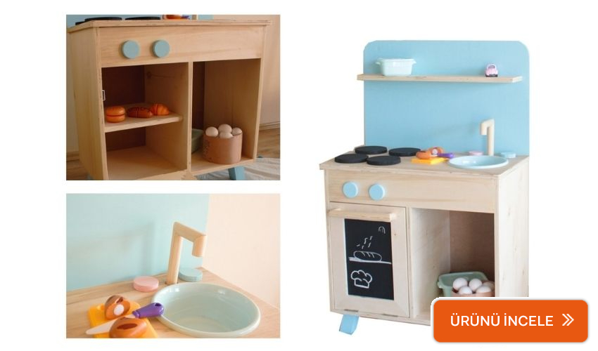 Woody Wood Montessori oyuncak mutfak seti