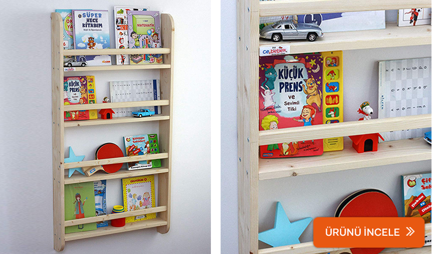 Montessori ahşap kitaplık