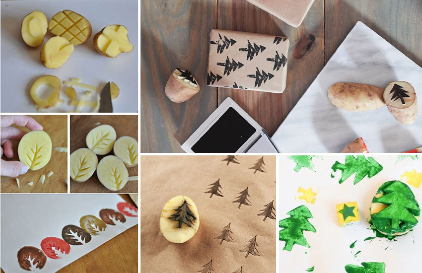 Patates baskısı ağaç ağaçlı patates baskısı