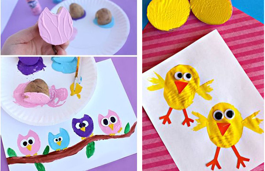 Patates baskısı baykuş baykuşlu patates baskısı