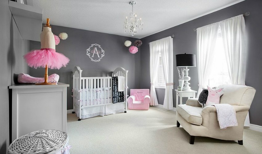 pembe gri kız bebek odası