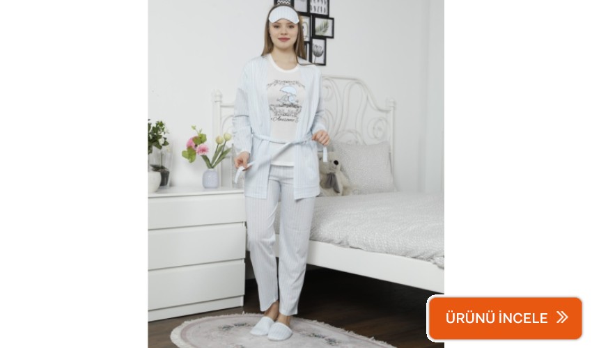  Pijamoni sabahlıklı pijama takımı 