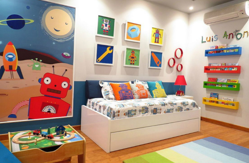 erkek çocuk odası fikirleri robotlar temalı erkek çocuk odası