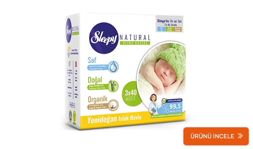 Sleepy yenidoğan ıslak mendil