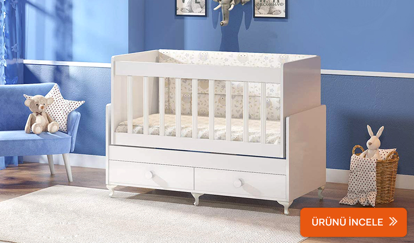 Temosan beyaz ahşap beşik