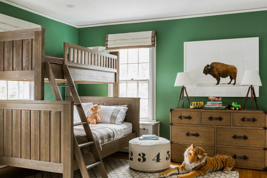erkek çocuk oda dekorasyonu yeşil erkek çocuk odası